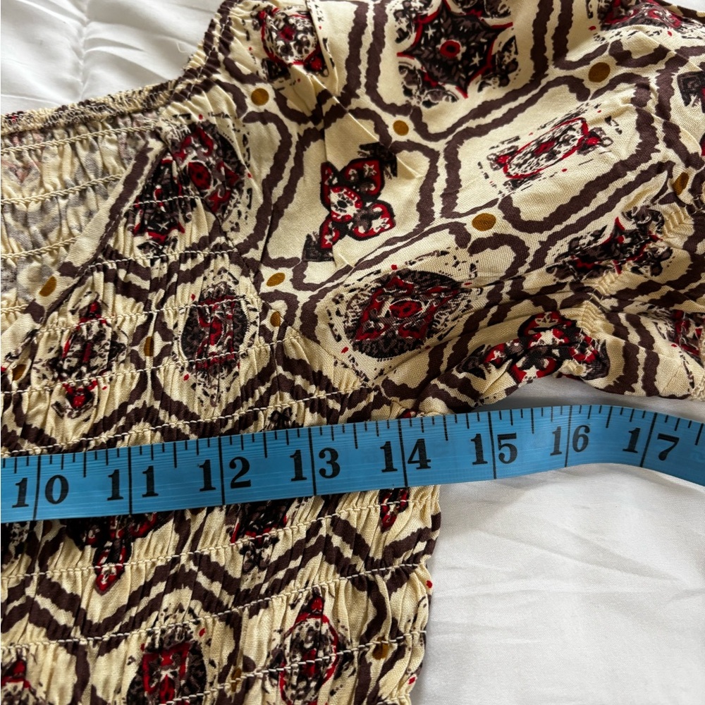 NWT Speed Limit MPH Brown Boho Smocked Peasant Dress L‎ - Picture 8 of 12